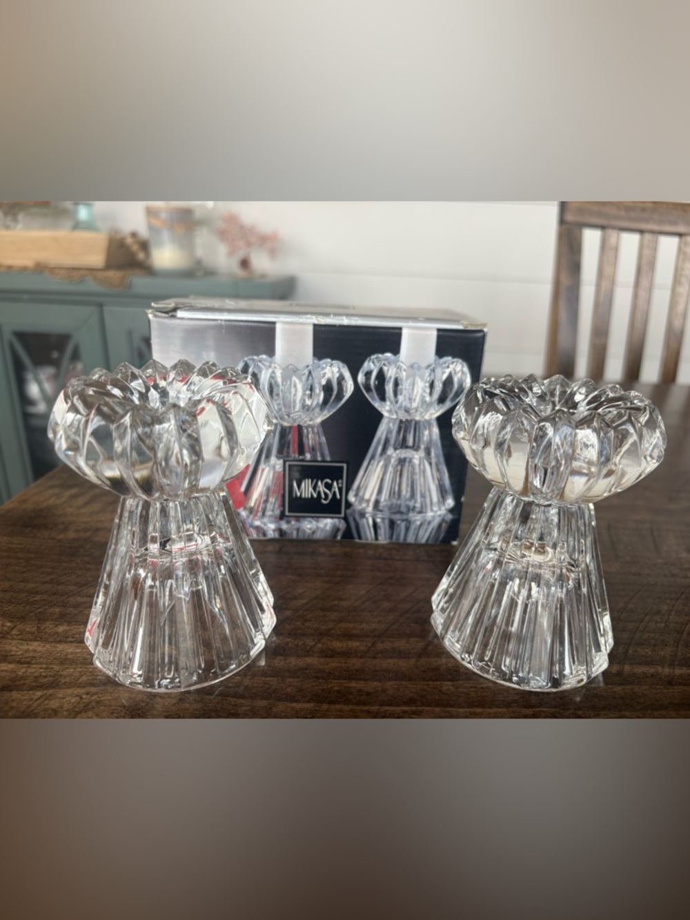 Vintage Mikasa Diamond Fire Candle Holders